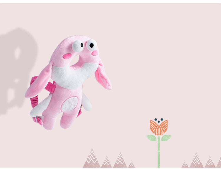 Baby Anti-Fall Head Protector - Wearable Plush Rabbit Design with Soft Padding for Toddlers Learning to Walk, Pink