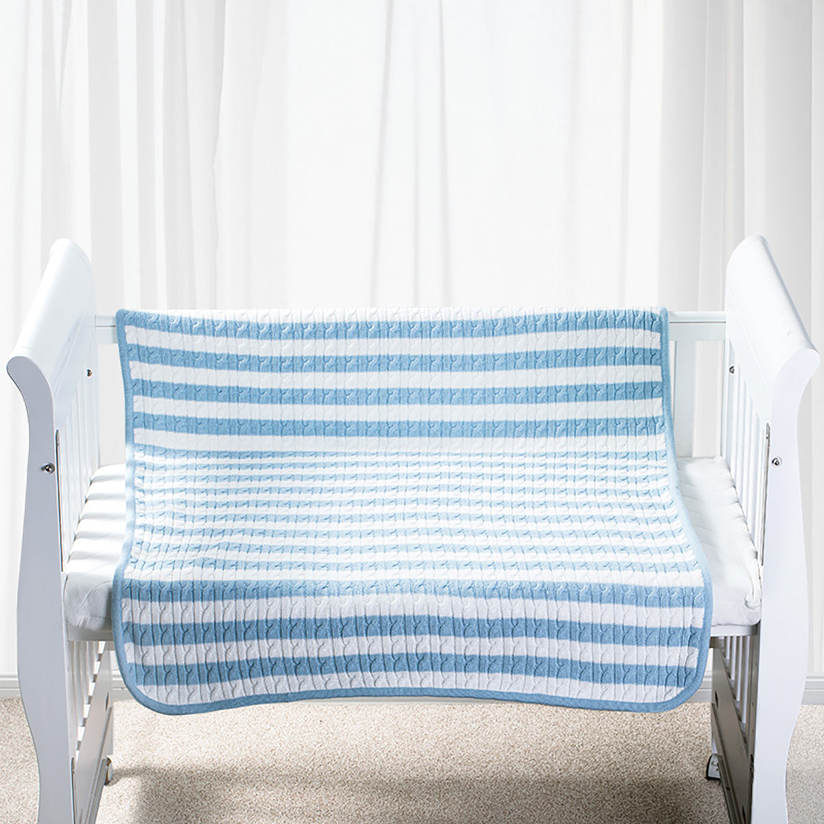 Baby Sherpa Fleece Blanket - Reversible Cotton Knit & Plush, 125x100cm