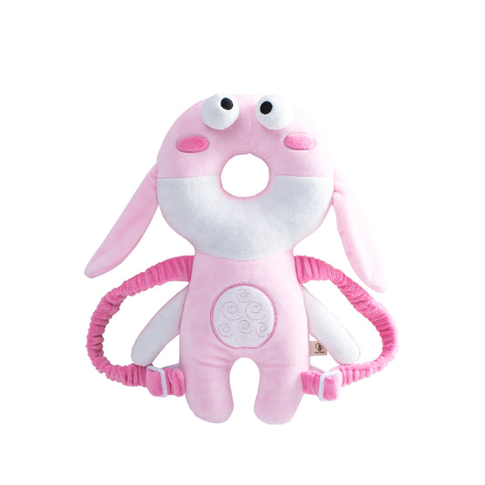 Baby Anti-Fall Head Protector - Wearable Plush Rabbit Design with Soft Padding for Toddlers Learning to Walk, Pink