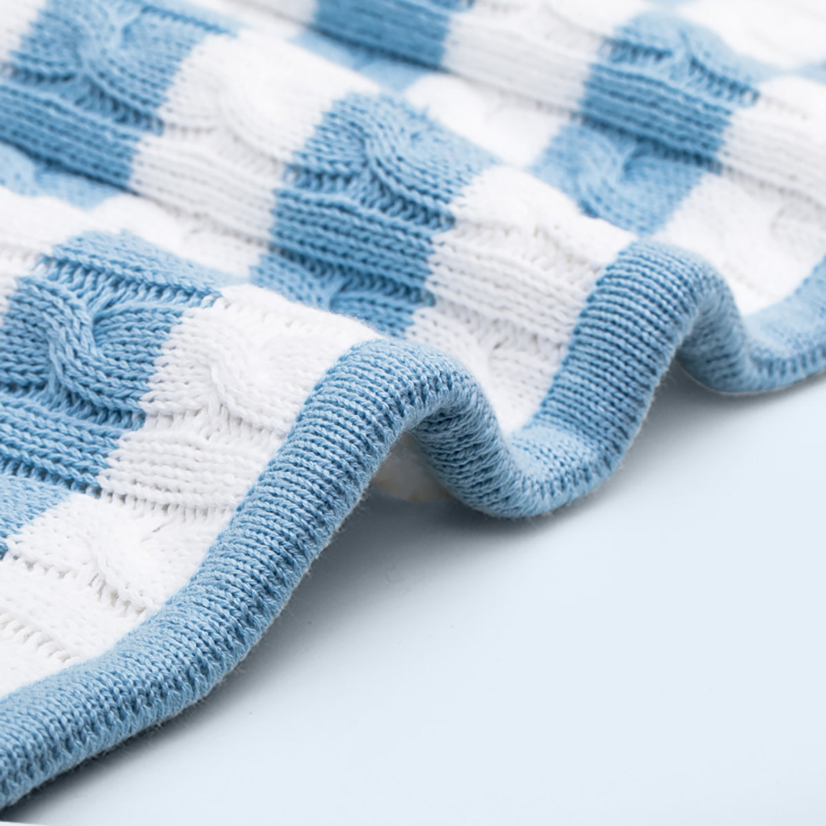 Baby Sherpa Fleece Blanket - Reversible Cotton Knit & Plush, 125x100cm