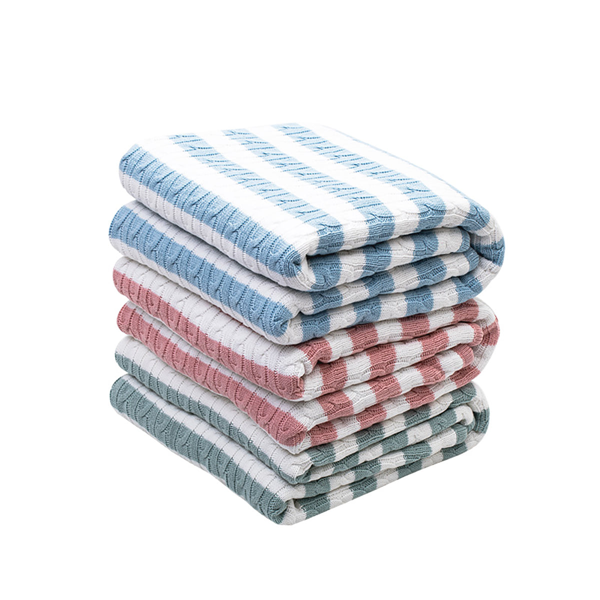Baby Sherpa Fleece Blanket - Reversible Cotton Knit & Plush, 125x100cm