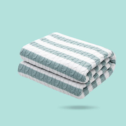 Baby Sherpa Fleece Blanket - Reversible Cotton Knit & Plush, 125x100cm